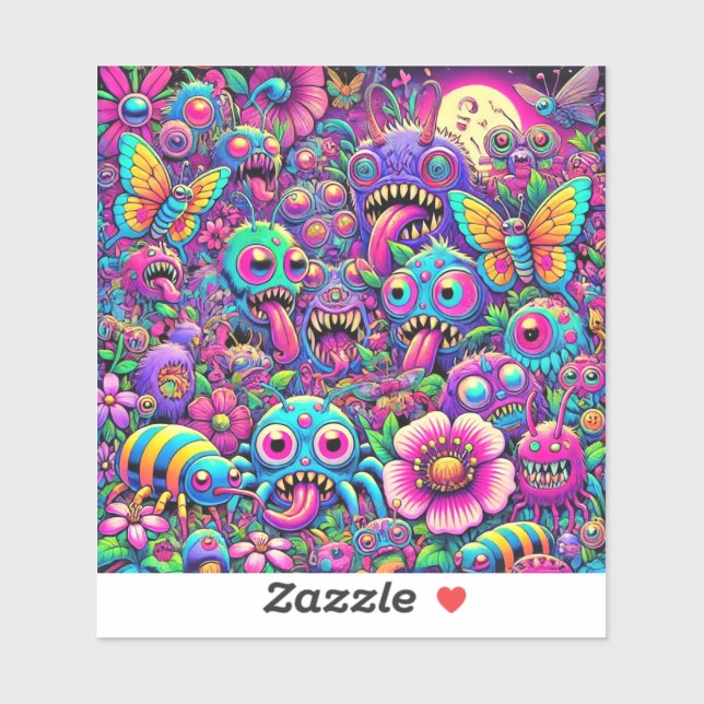 Sticker Neon Bug Invasion (Feuille)
