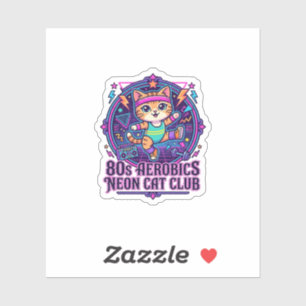 Sticker Néon de chat aérobic des années 80 - Conception dr