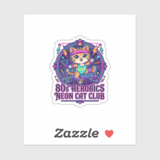Sticker Néon de chat aérobic des années 80 - Conception dr