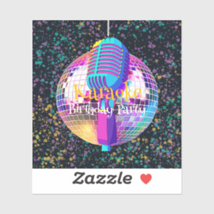 Sticker Neon Disco Ball Karaoke fête d'anniversaire