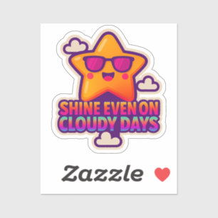 Sticker Neon Kawaii Star - "Shine even on Cloudy Days"
