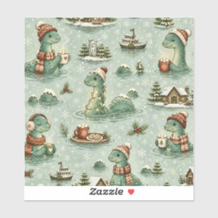 Sticker Nessie de Noël Monstre du Loch Ness Confortable Cr