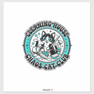 Sticker Nettoyage Maison Chaos Chat Amoureux T-Shirt Art -