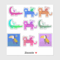 Neuf Animaux et Oiseaux Assortis Colorés Mignons