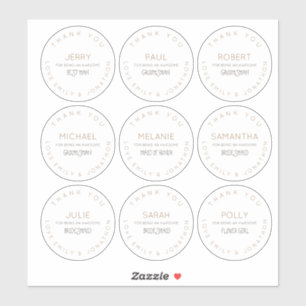 Sticker Neuf Noms Individuels Merci Fête de Mariage Petite