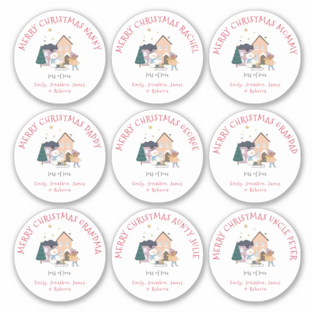 Sticker Neuf petits noms différents Fille Joyeux Noël (Devant)