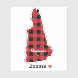 Sticker New Hampshire Hometown State Plaid Christmas