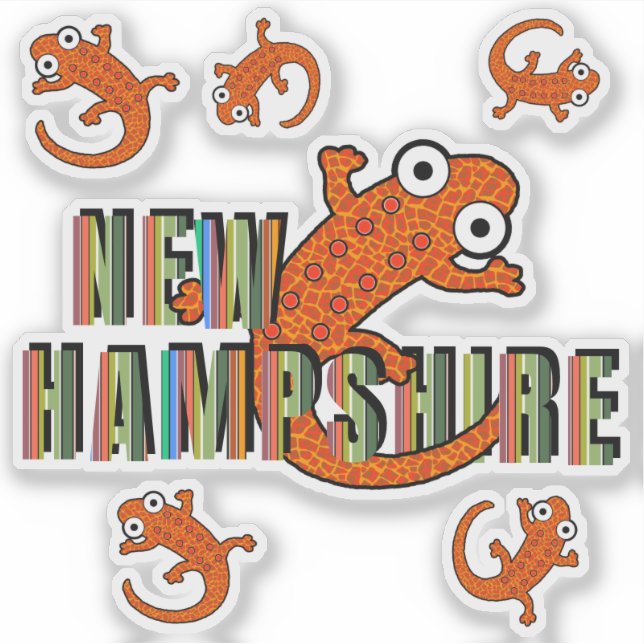 Sticker New Hampshire State Symbol Red Spotted Newt Stripe (Devant)