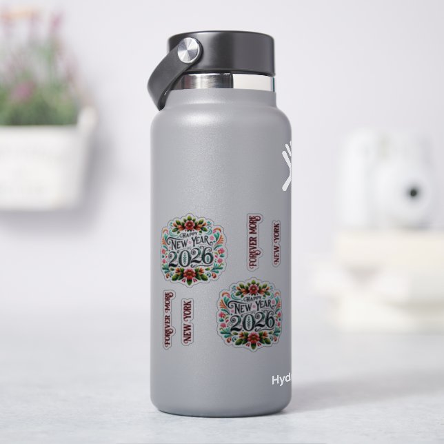 Sticker New Year 2026 Floral New York Forever  (HydroFlask)