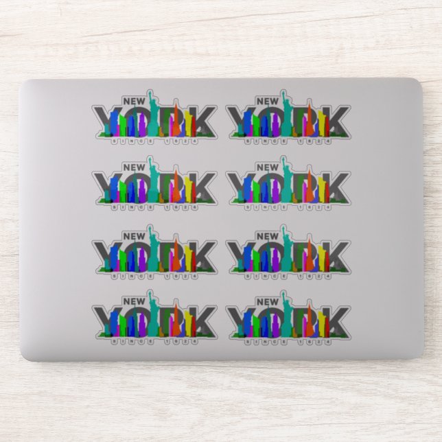 Sticker New York | 8"x 8"- transparent brillant (Ordinateur)