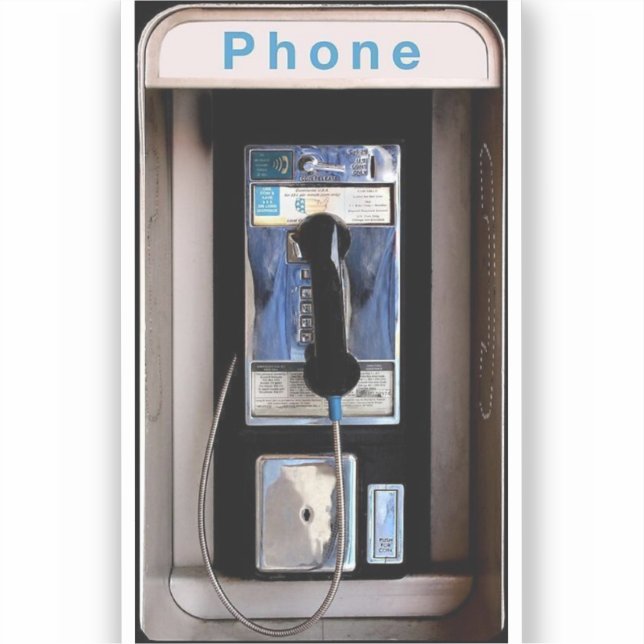 Sticker New York Public Pay Phone, Retro Phone Booth (Recto)