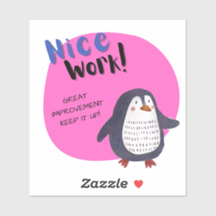 Sticker Nice Travail Penguin École Petite taille