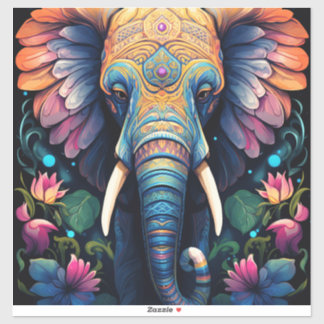 Sticker Night Blooming Mandala Elephant