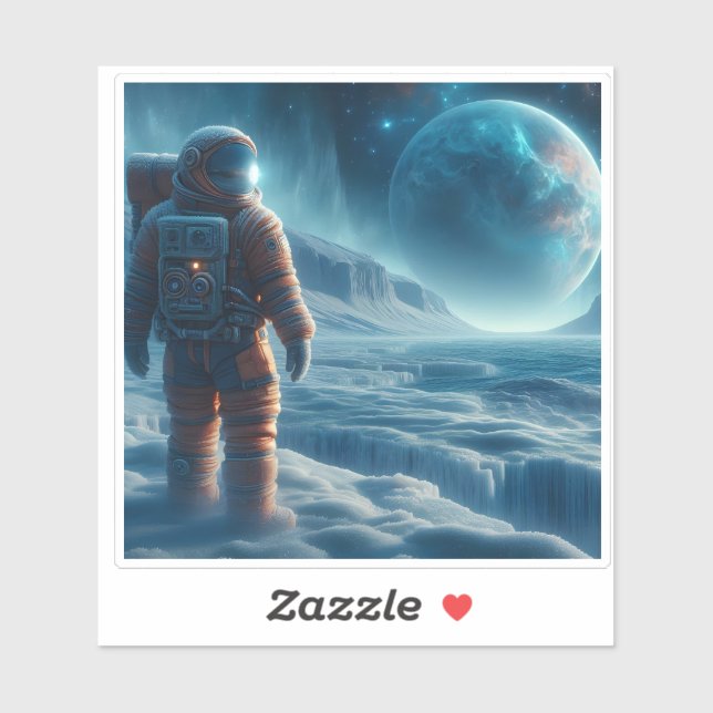 Sticker Nighttime Alien Ice Landscape Exploration (Feuille)