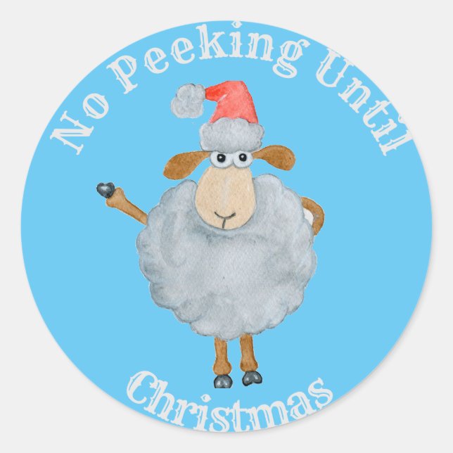 Sticker No Peeking Bis Weihnachten Weihnachtsschaf (Vorderseite)
