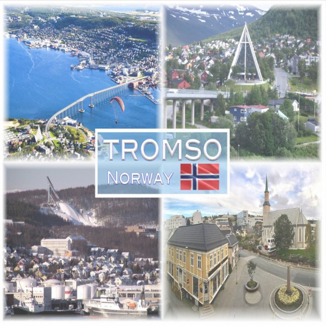 Sticker NO Tromso - Vue aérienne - Cathédrale de l'Artique (Devant)