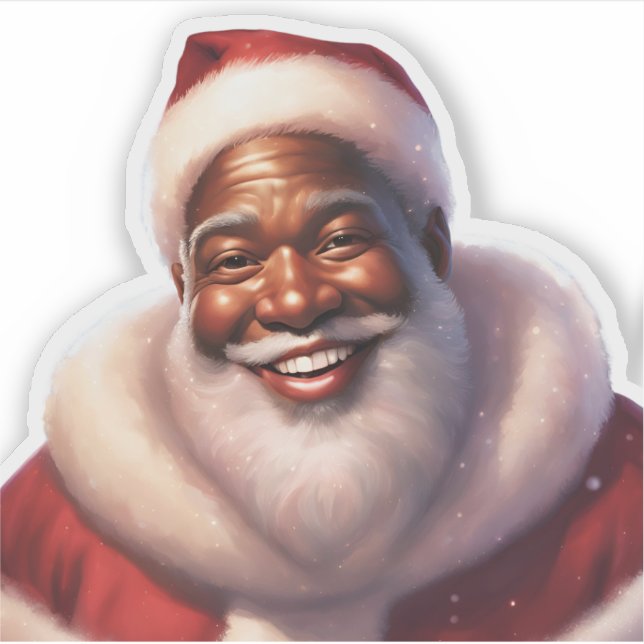 Sticker Noël afro-américain Jolly Père Noël, (Devant)