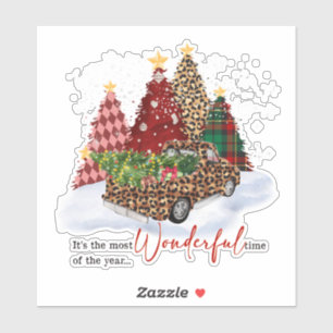 Sticker Noël Arbres de vacances Retro
