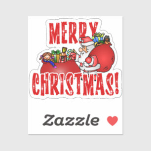 Sticker Noël au Père Noël et sac de jouets