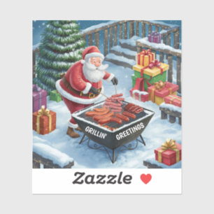 Sticker Noël barbecue père Noël