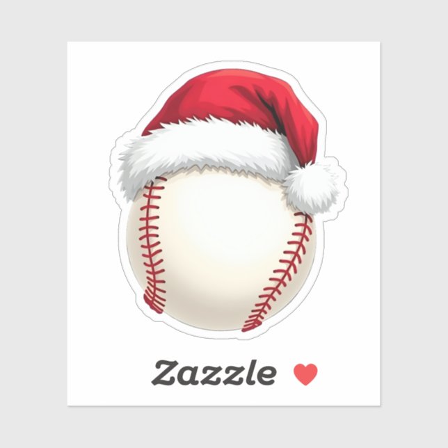Sticker Noël Baseball Santa Hat Funny Sport Noël (Feuille)