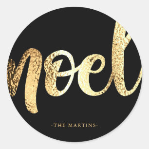 Sticker Noel Black and Gold Script