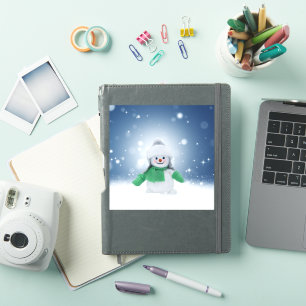 Sticker Noël bonhomme de neige SlipperyJoe foulard vert m
