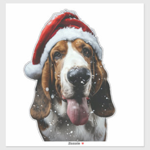 Sticker Noël de Basset Hound