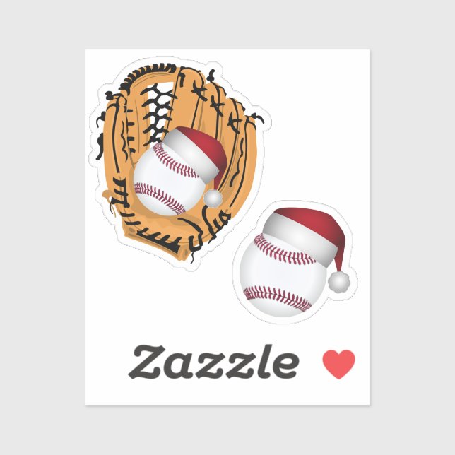 Sticker Noël du baseball de Santa Hat (Feuille)