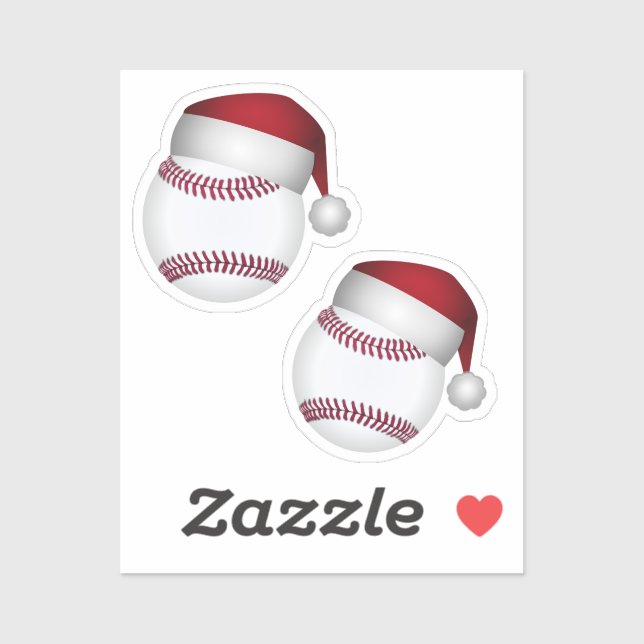 Sticker Noël du baseball de Santa Hat (Feuille)