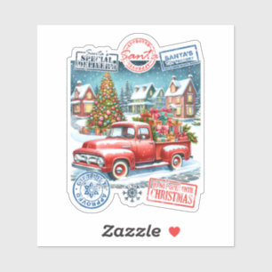Sticker Noël enchanteur dans un village d'hiver