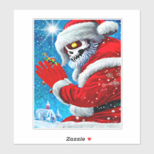 Sticker Noël gothique Santa Claus Squelette monstre Art