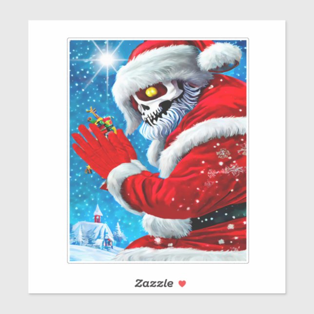 Sticker Noël gothique Santa Claus Squelette monstre Art (Feuille)