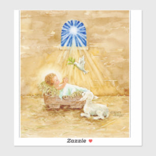 Sticker Noël Jésus en Manger Enfant de Paix