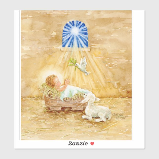 Sticker Noël Jésus en Manger Enfant de Paix (Feuille)