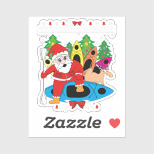 Sticker Noël Kayak Lover Père Noël Kayaker Xmas Kayak