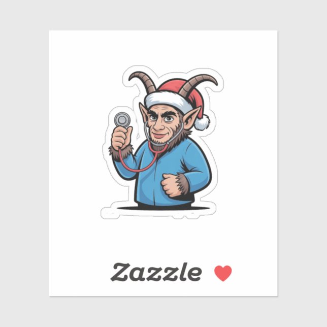 Sticker Noël Krampus Infirmière Scrubs Infirmière (Feuille)