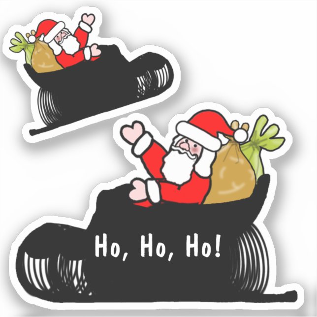 Sticker Noël père Noël Et Sleigh (Recto)