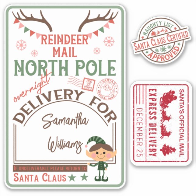 Sticker Noël Père Noël livraison spéciale avec nom (Devant)