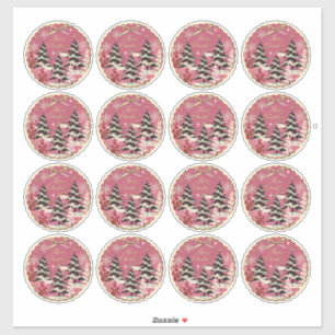 Sticker Noël Rétro Vintage : Noël Rose des Années 50