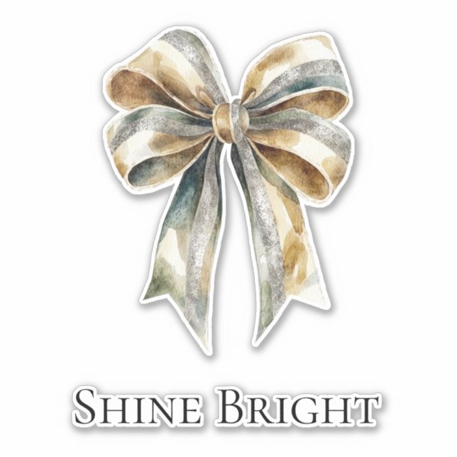 Sticker Noel Rustic Green Bow personnalisé (Devant)