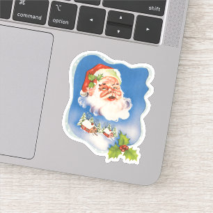 Sticker Noël Vintage, Retro Jolly Santa Claus