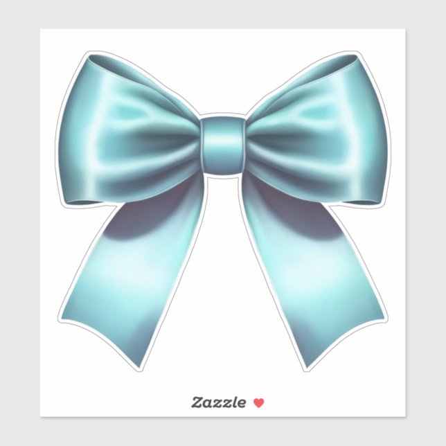 Sticker Nœud Bleu Turquoise Élégant Mariage Réception de M (Feuille)