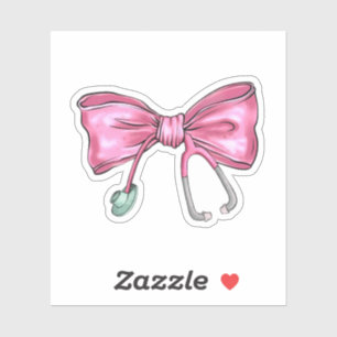 Sticker Nœud papillon infirmière coquette rose Stéthoscope