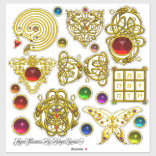 Sticker NOEUDS CELTIQUES de l'OR 3D, COEUR, DRAGONS,