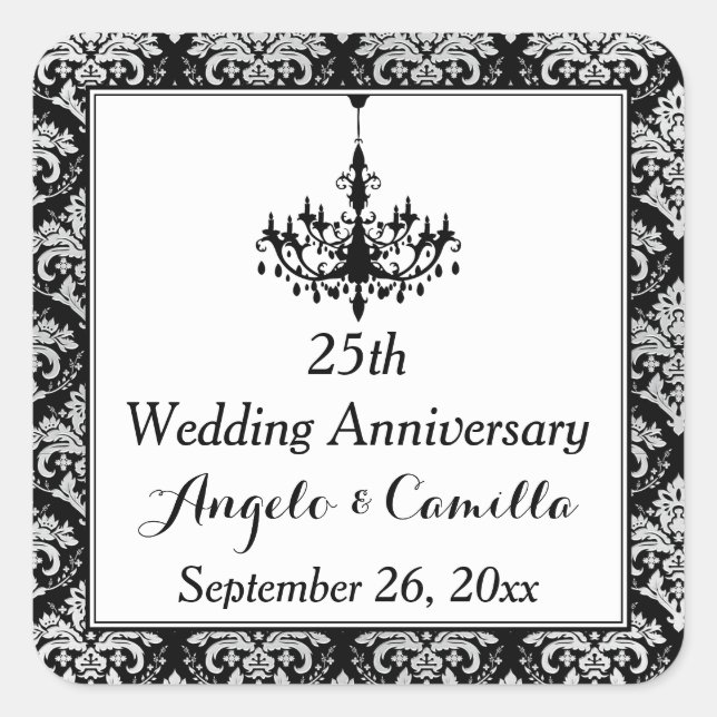Sticker noir, argent Damask 25e anniversaire (Devant)