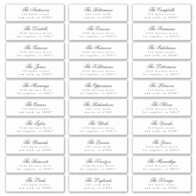 Sticker Noir Blanc Classic Calligraphie Adresse Invité (Devant)