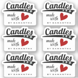 Sticker Noir et blanc Fabriqué avec amour Bougies du Coeur