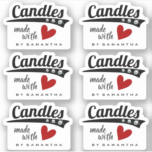 Sticker Noir et blanc Fabriqué avec amour Bougies du Coeur (Devant)