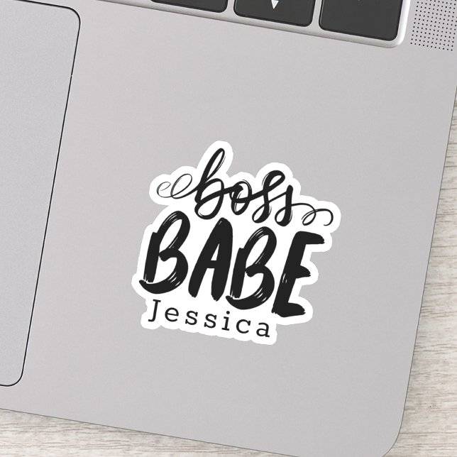 Sticker Noir et blanc Stylish Boss Babe Monogramme (Créateur téléchargé)